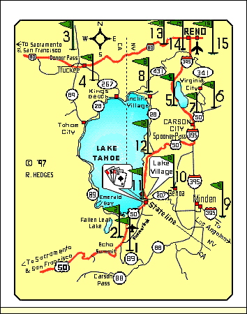 A Golf Map from Accommodation Tahoe's vacation rentals